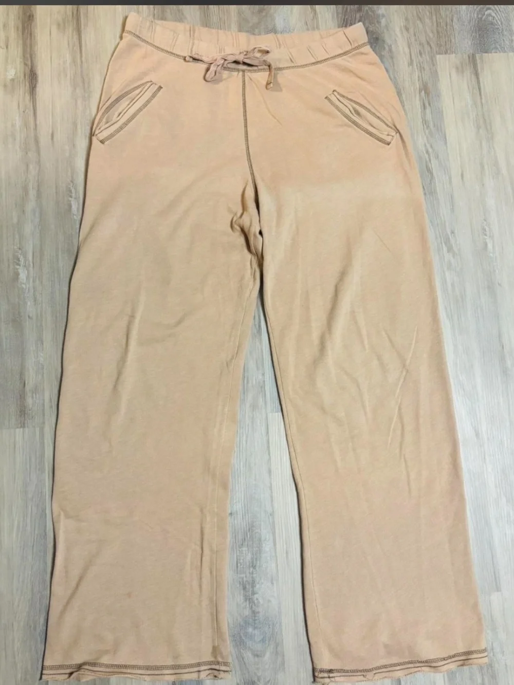 Y2K PINK Tan Wide Leg Lounge Pants With Love heart design size Medium